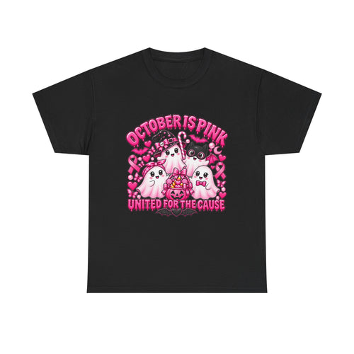 Breast Cancer Awareness Pink Ghosts Tee — "October Is Pink" United For The Cause