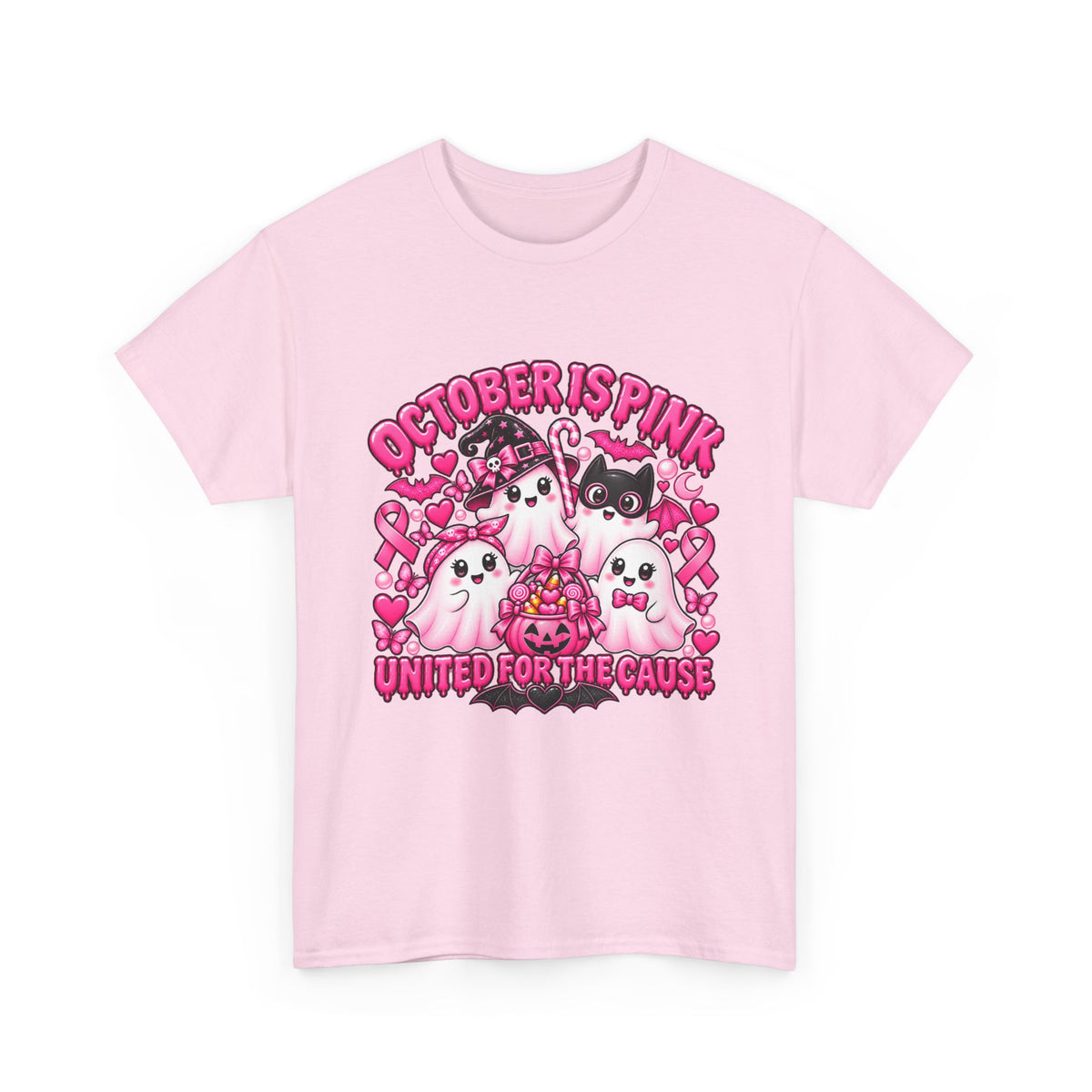 Breast Cancer Awareness Pink Ghosts Tee — "October Is Pink" United For The Cause