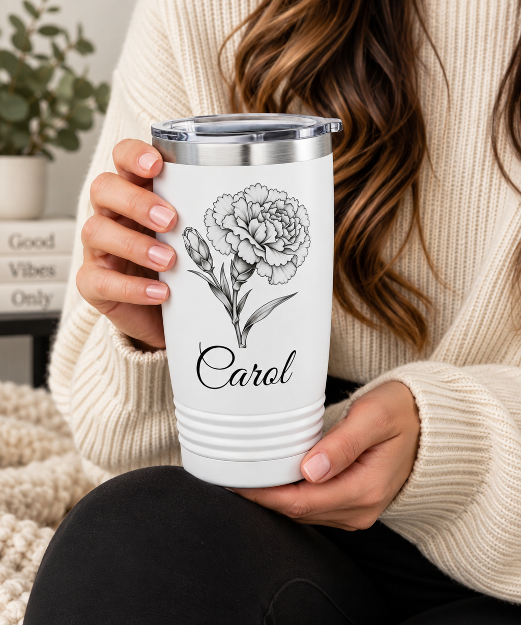 Personalized Birth Flower Tumbler – Custom Birth Month Tumbler