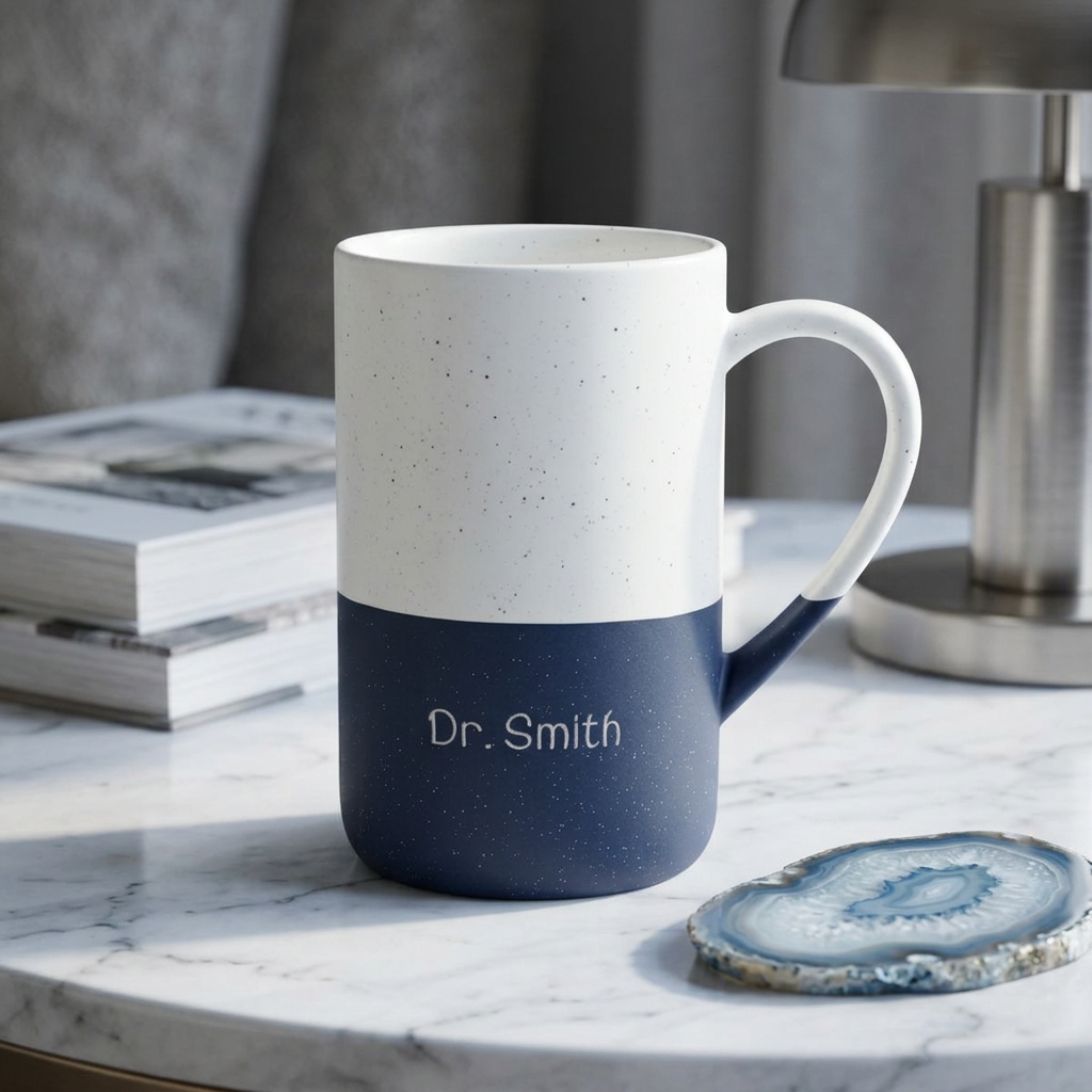 Speckled Ceramic Name Mug — 13oz Engraved Two-Tone Coffee Cup