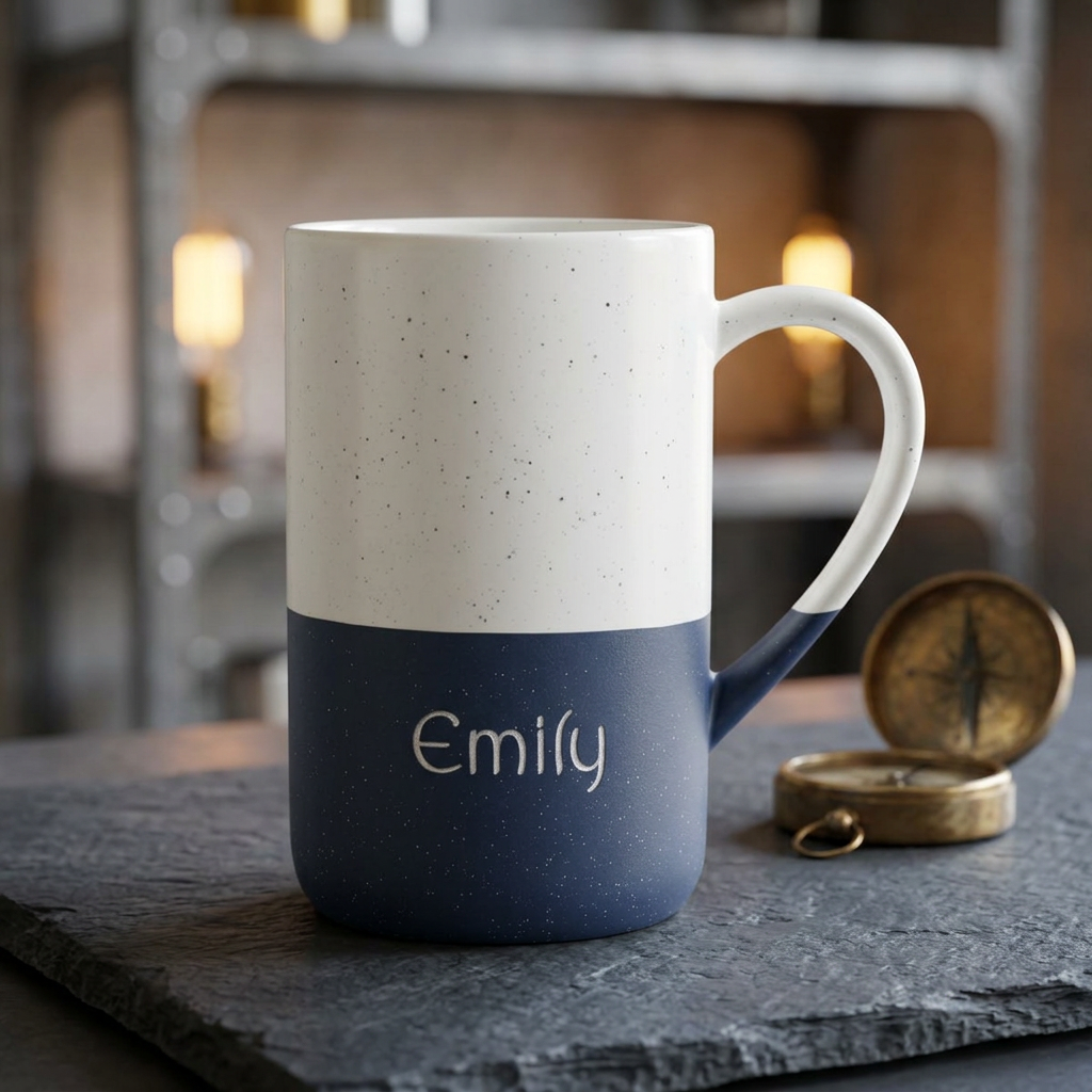 Speckled Ceramic Name Mug — 13oz Engraved Two-Tone Coffee Cup