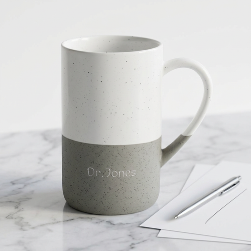 Speckled Ceramic Name Mug — 13oz Engraved Two-Tone Coffee Cup
