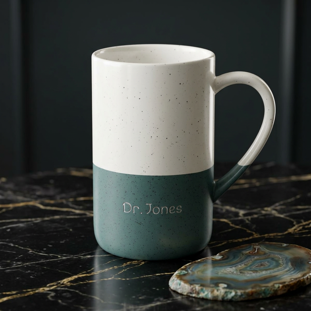 Speckled Ceramic Name Mug — 13oz Engraved Two-Tone Coffee Cup