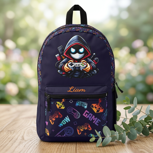 Personalized Gaming Backpack for Kids & Teens | Gamer School Backpack | Custom Name Game Controller Backpack | Gamer Gift