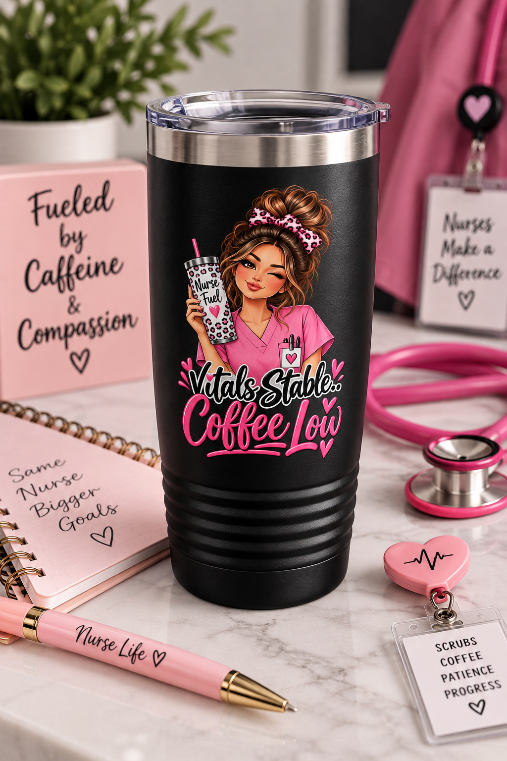 Personalized Nurse Tumbler 20oz — Custom Name Nurse Tumbler – Nurse Caffeinated