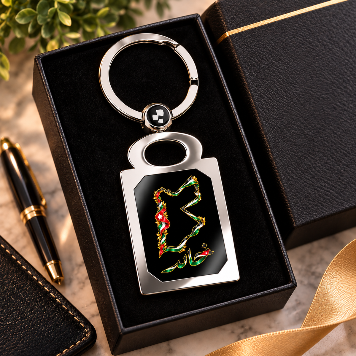 Personalized Jordanian Name Keychain – Custom Jordan Map Keychain, Arabic Name Gift
