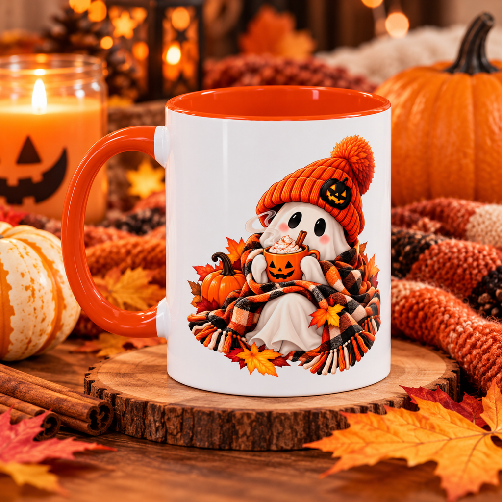 Personalized Halloween Mug - Custom Name Ghost Coffee Mug - Cozy Fall Mug - Cute Halloween Gift - Autumn Coffee Cup