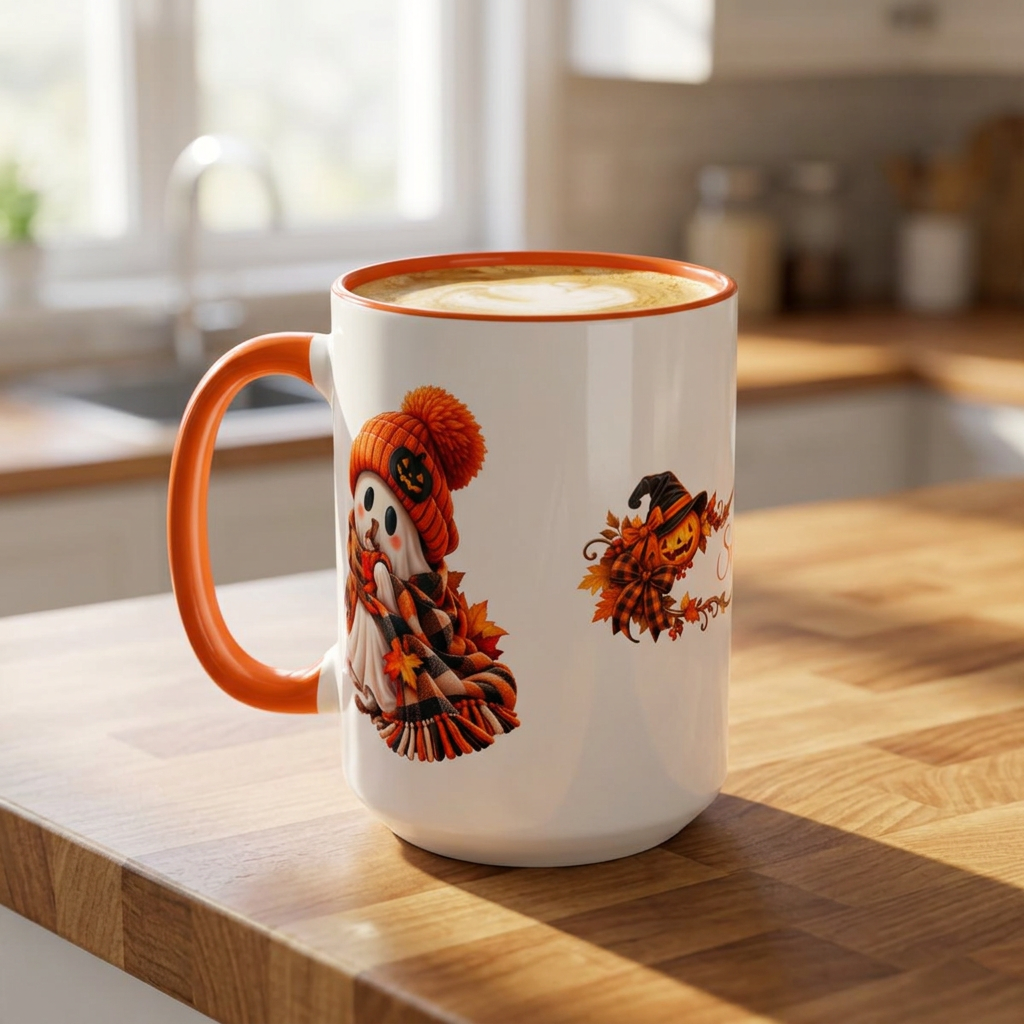 Personalized Halloween Mug - Custom Name Ghost Coffee Mug - Cozy Fall Mug - Cute Halloween Gift - Autumn Coffee Cup