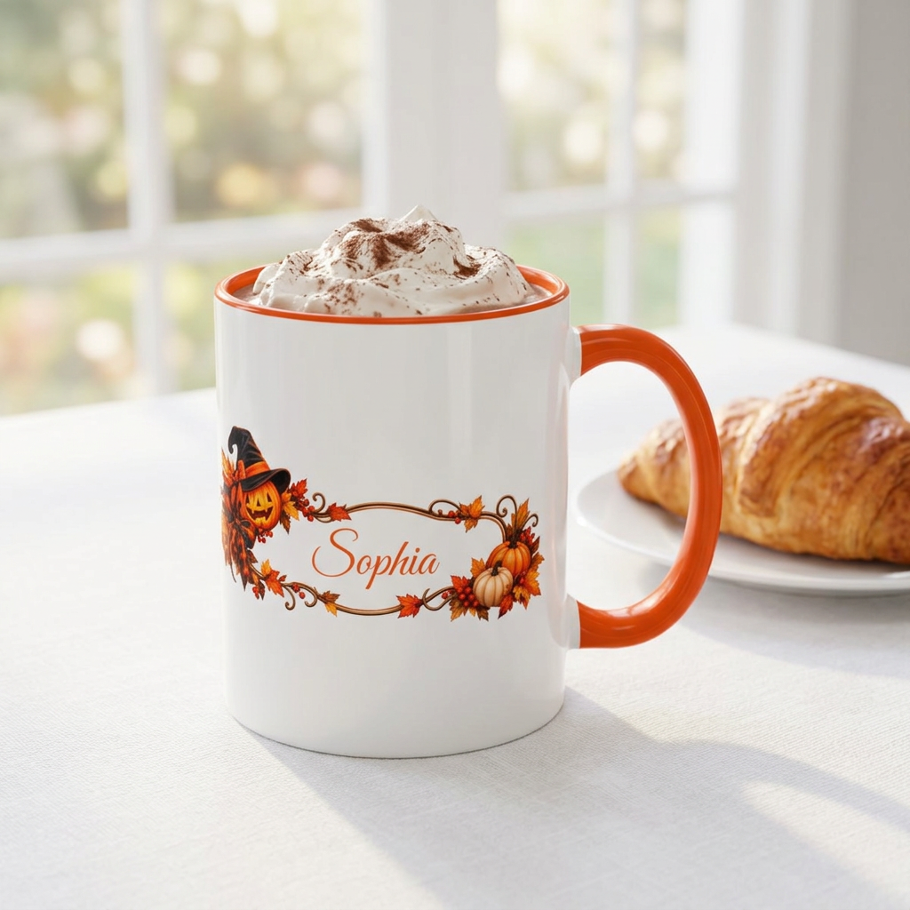Personalized Halloween Mug - Custom Name Ghost Coffee Mug - Cozy Fall Mug - Cute Halloween Gift - Autumn Coffee Cup