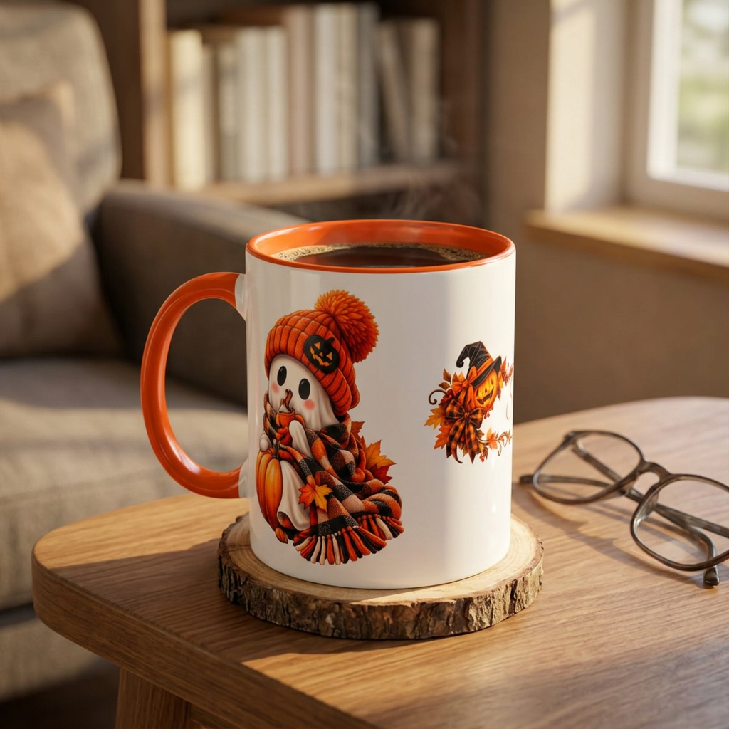 Personalized Halloween Mug - Custom Name Ghost Coffee Mug - Cozy Fall Mug - Cute Halloween Gift - Autumn Coffee Cup