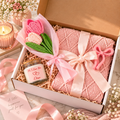 Personalized Romantic Gift Box for Her – Cozy Pink Gift Set with Blanket, Candle & Flowers