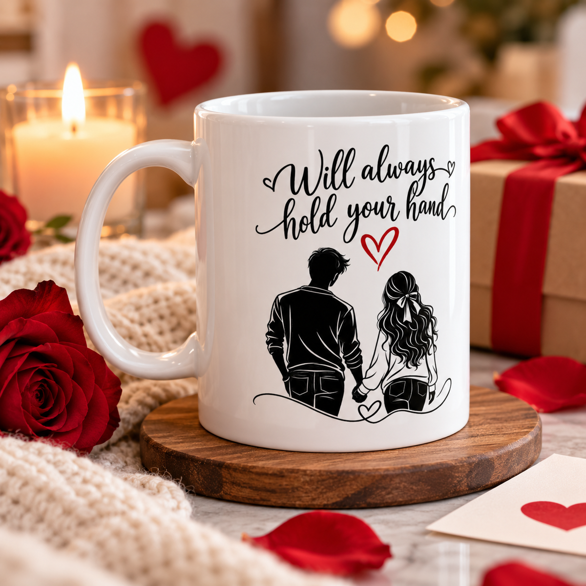 Personalized Couple Mug – Side by Side, Hand in Hand | Romantic Gift for Couples