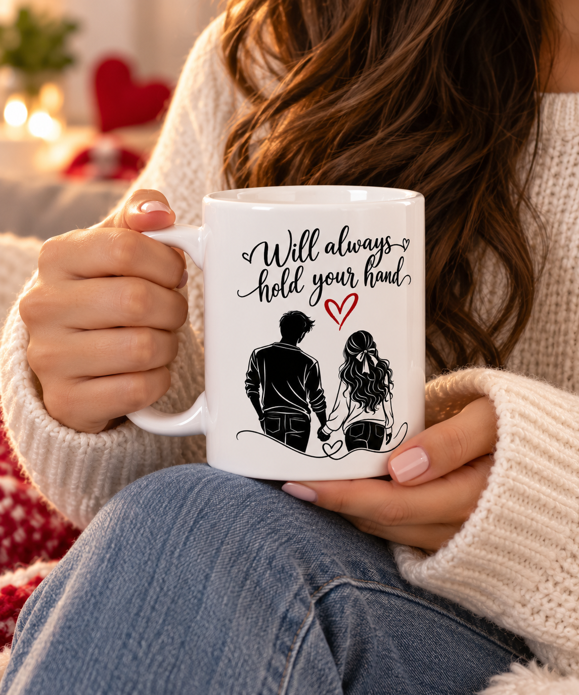 Personalized Couple Mug – Side by Side, Hand in Hand | Romantic Gift for Couples