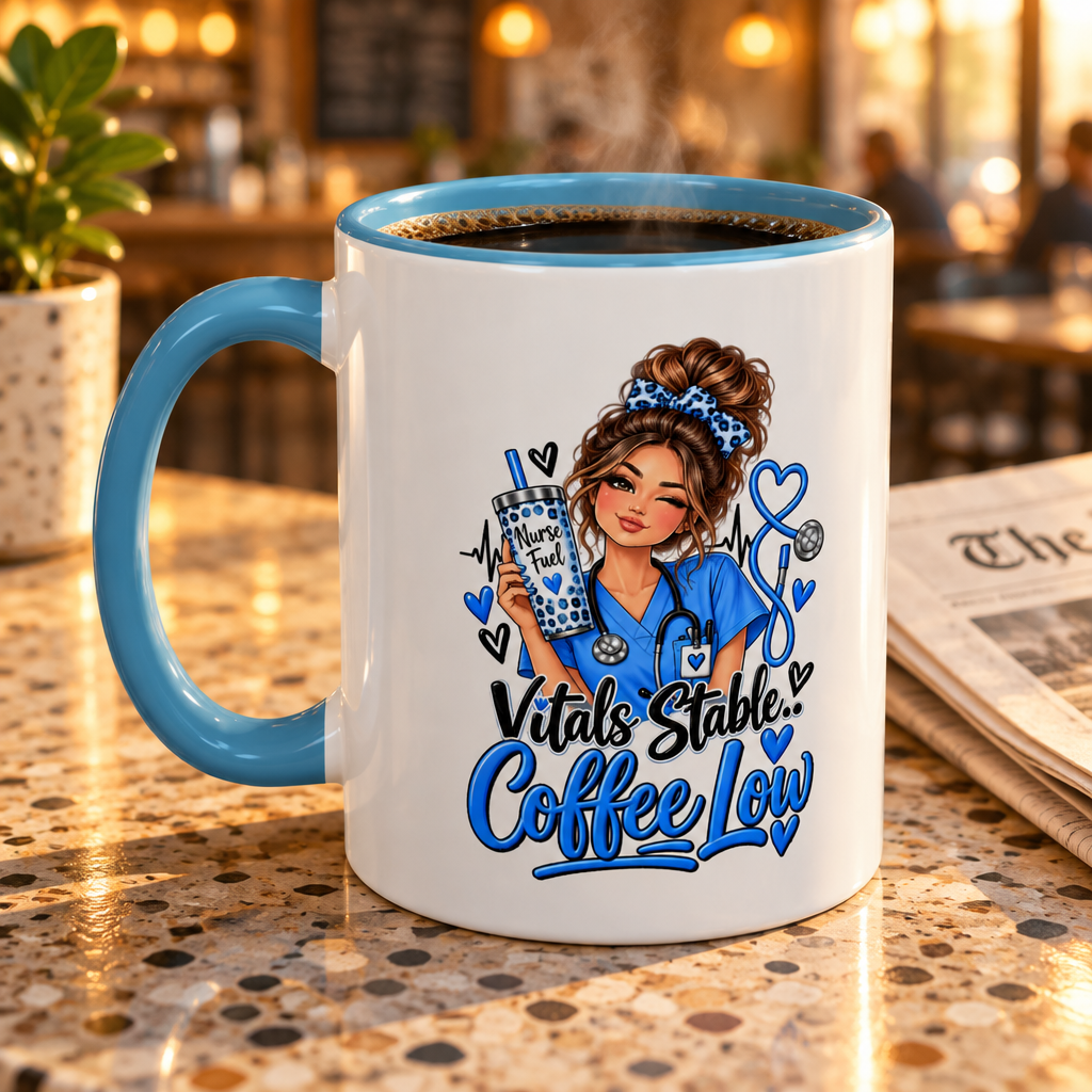 Vitals Stable Coffee Low Nurse Mug | Funny Nursing Coffee Cup for Nurses