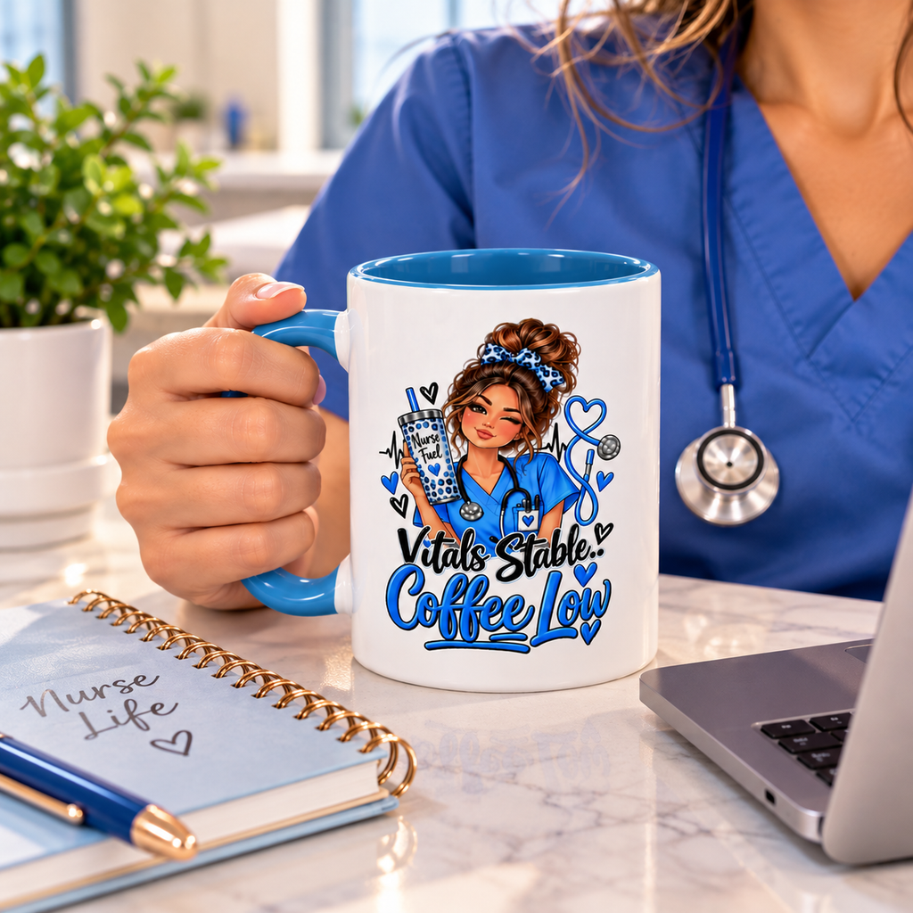 Vitals Stable Coffee Low Nurse Mug | Funny Nursing Coffee Cup for Nurses
