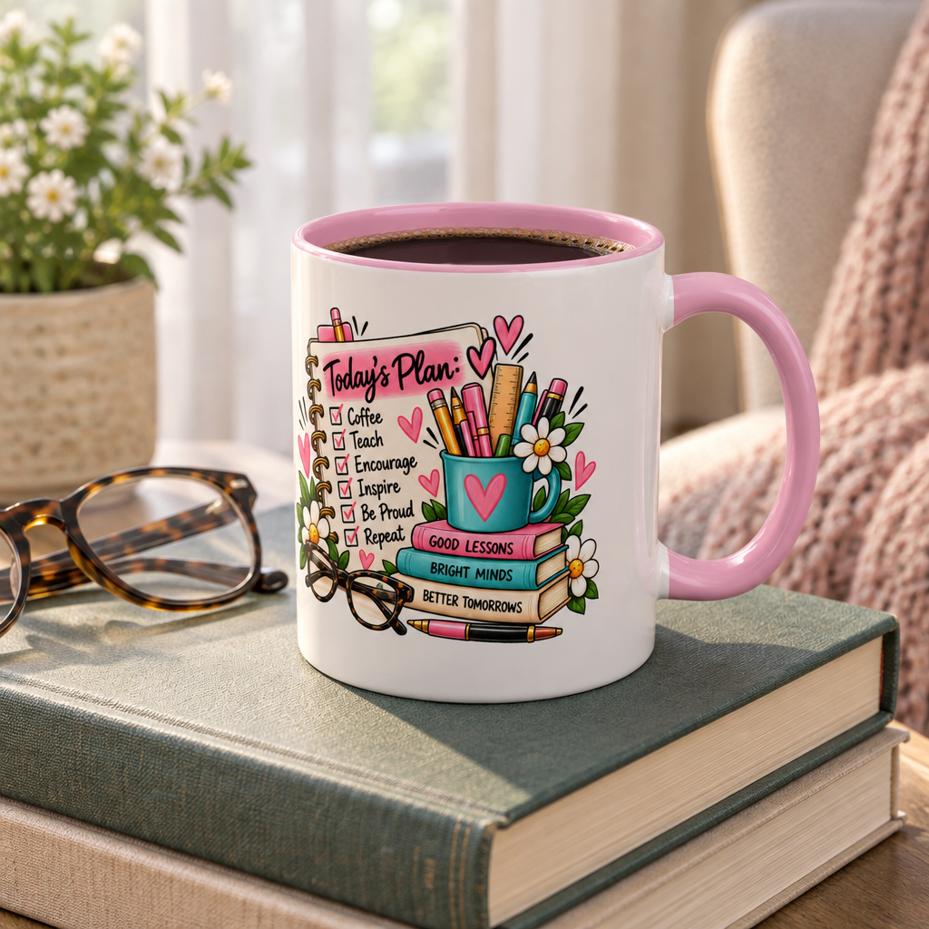 Teacher Planner Coffee Mug — Pink Interior 11oz/15oz