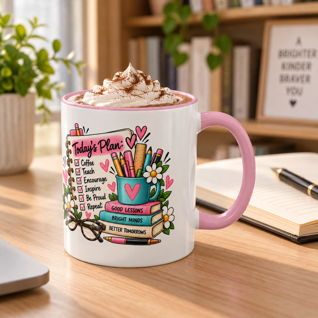 Teacher Planner Coffee Mug — Pink Interior 11oz/15oz