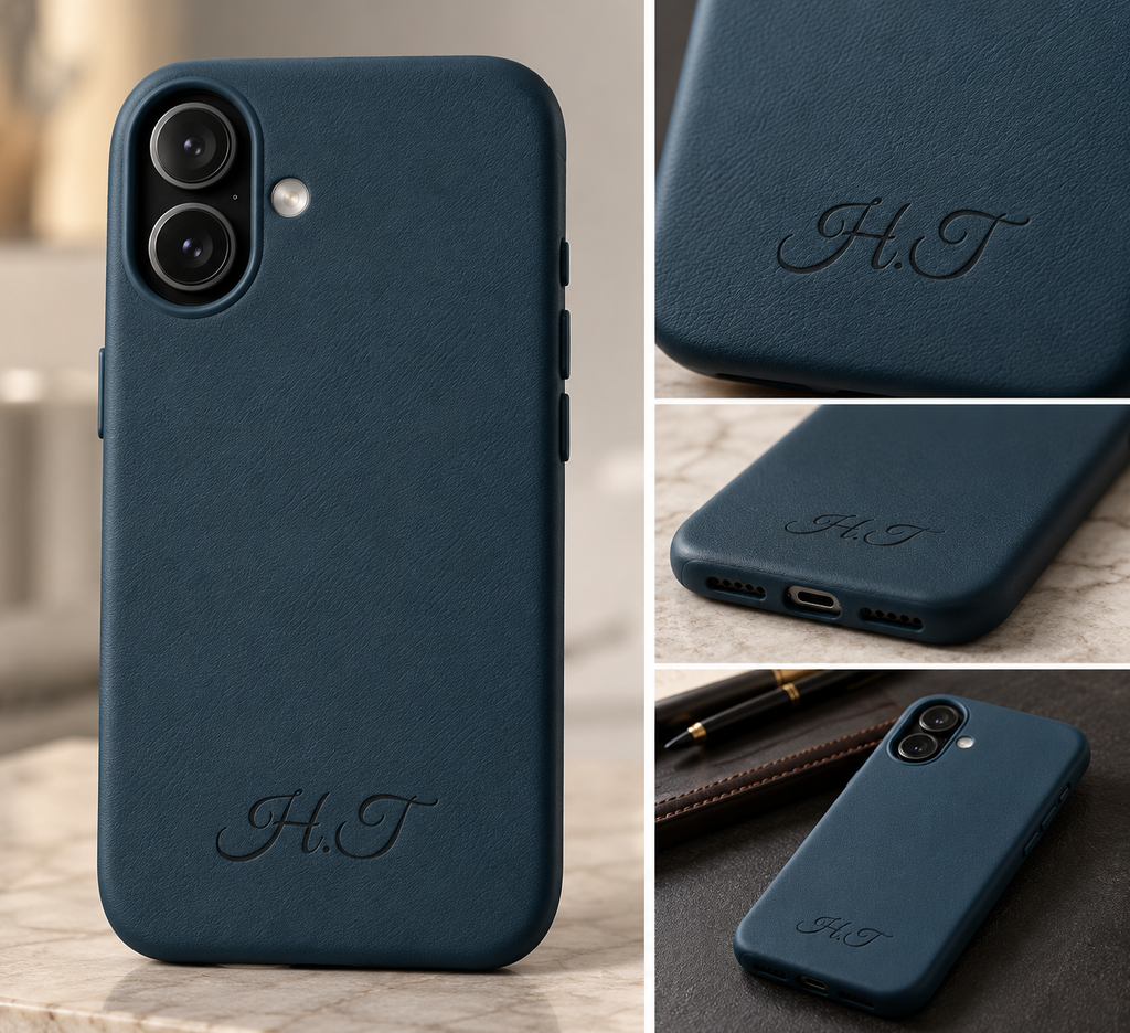 Personalized Leather Phone Case - Engraved PU Leather Phone Case – Personalized Initials (Monogram)