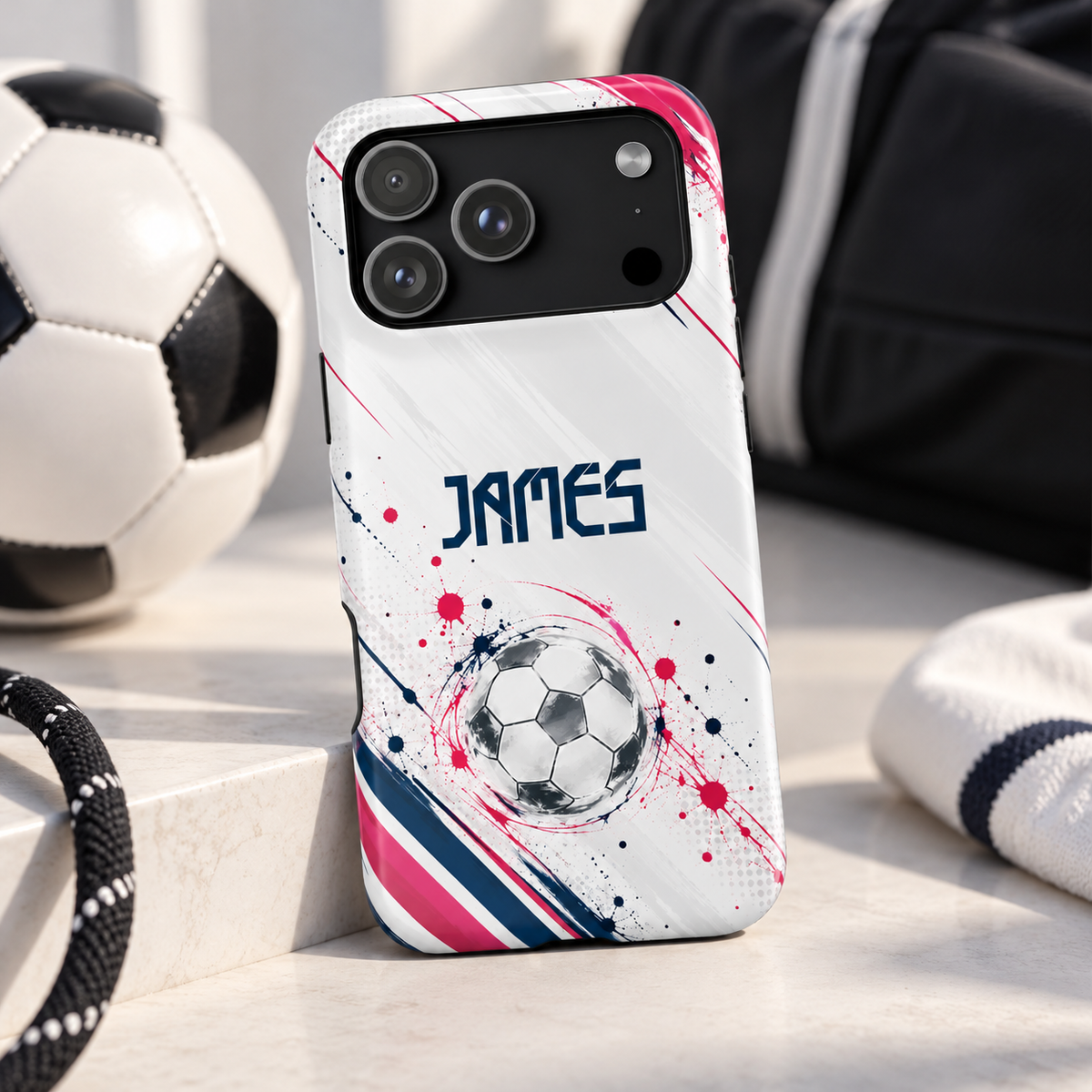 Personalized Soccer Magnetic Phone Case – Custom Name Football Design