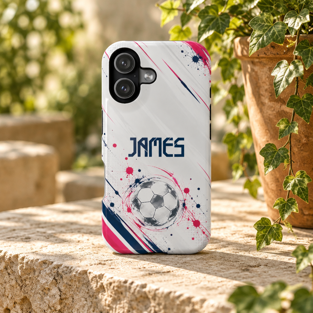 Personalized Soccer Magnetic Phone Case – Custom Name Football Design