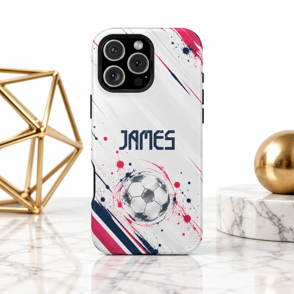 Personalized Soccer Magnetic Phone Case – Custom Name Football Design