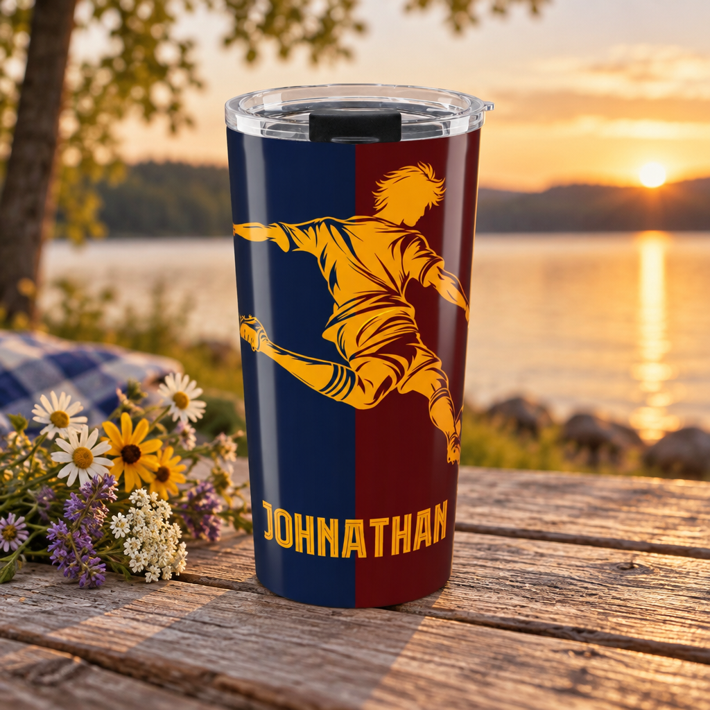 Personalized Soccer Tumbler with Custom Name – Soccer Player Gift for Football Fans