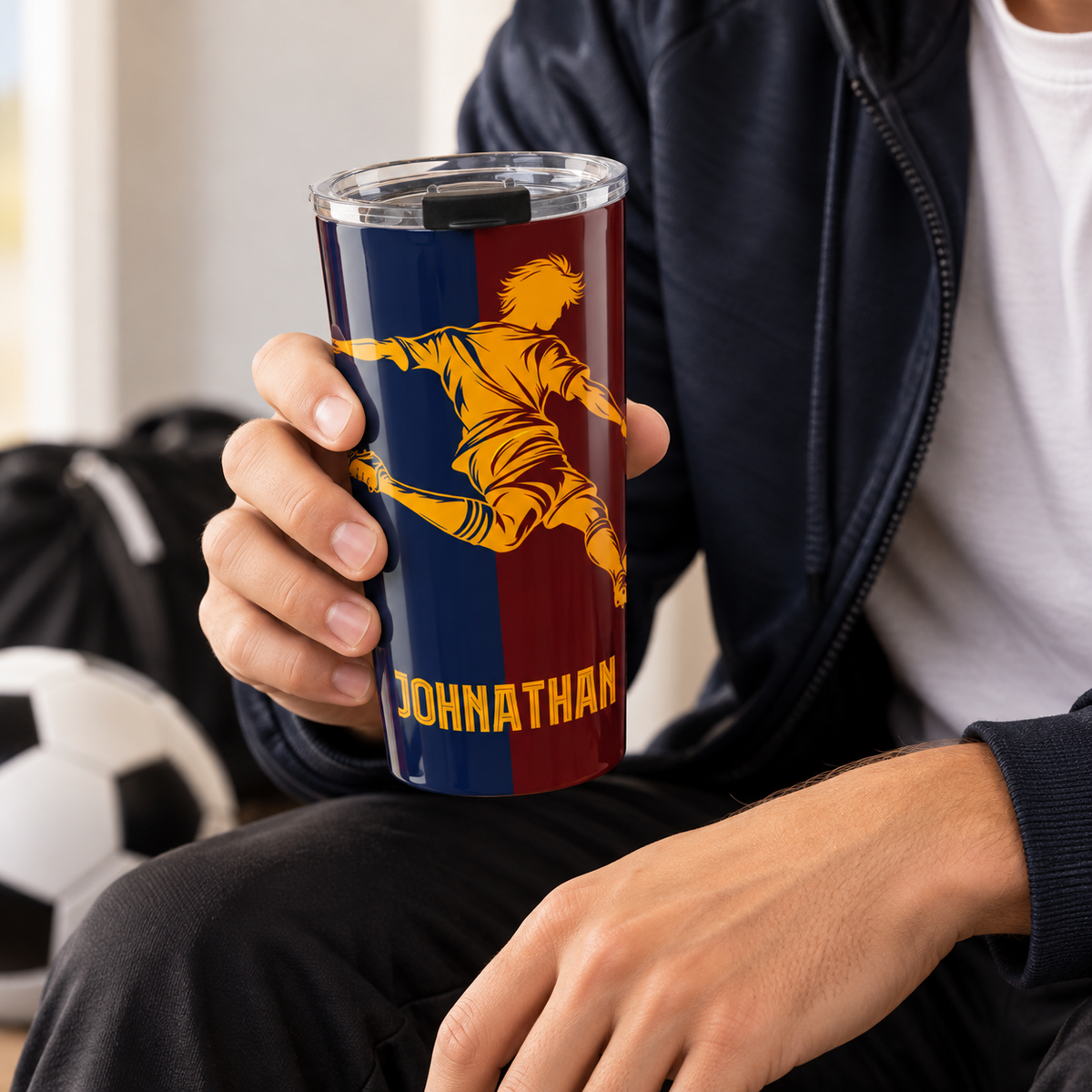 Personalized Soccer Tumbler with Custom Name – Soccer Player Gift for Football Fans