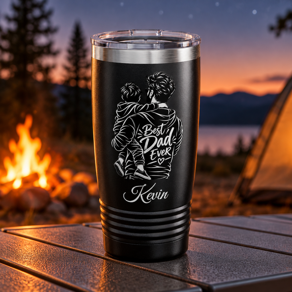 Personalized Best Dad Ever Tumbler – Custom Name Gift for Dad