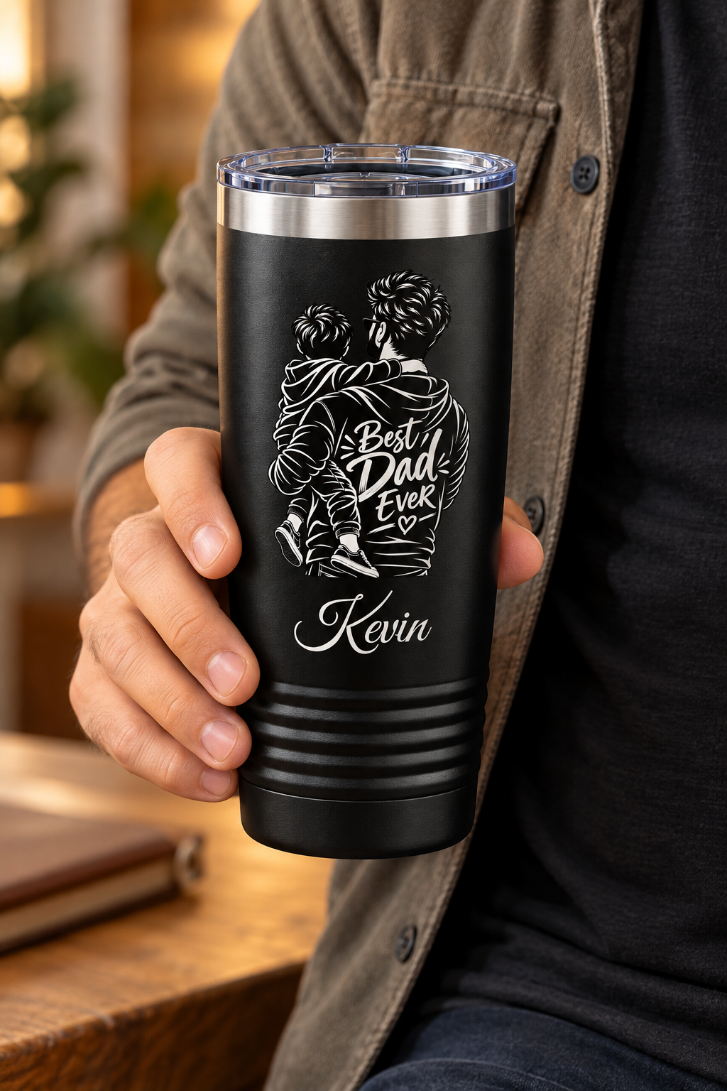 Personalized Best Dad Ever Tumbler – Custom Name Gift for Dad