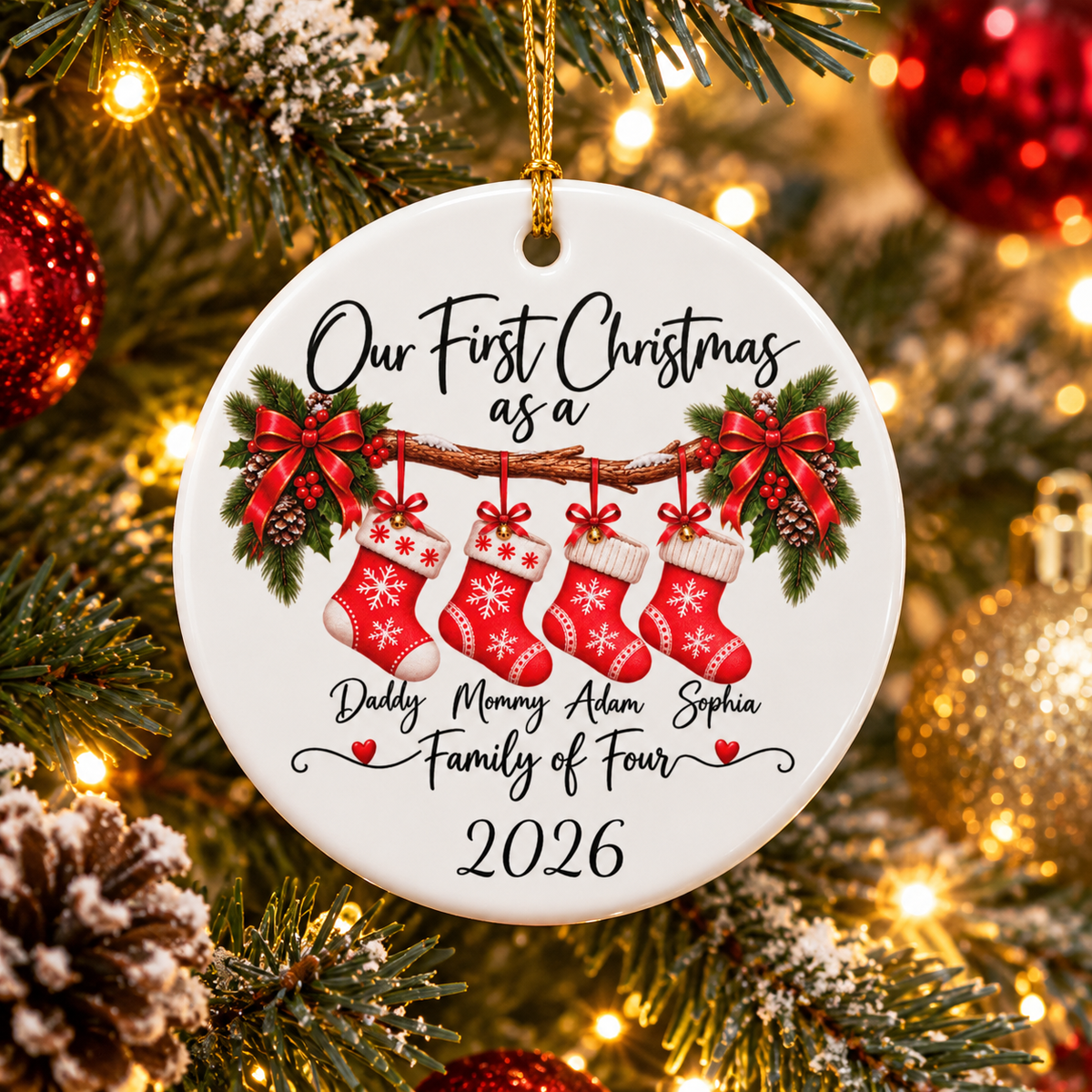 Custom Family Number Christmas Ornament 2026 – Personalized Family Keepsake