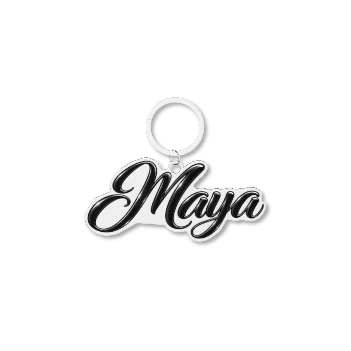 Personalized Name Keychain - Custom Black Script Name Pendant