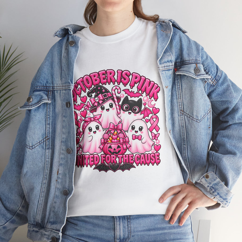 Breast Cancer Awareness Pink Ghosts Tee — "October Is Pink" United For The Cause