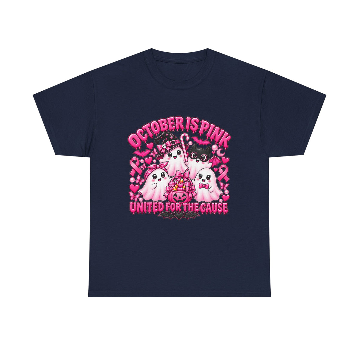 Breast Cancer Awareness Pink Ghosts Tee — "October Is Pink" United For The Cause