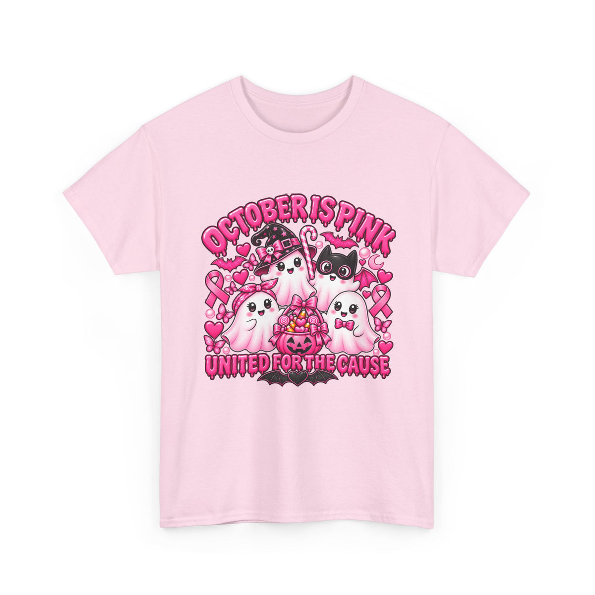 Breast Cancer Awareness Pink Ghosts Tee — "October Is Pink" United For The Cause