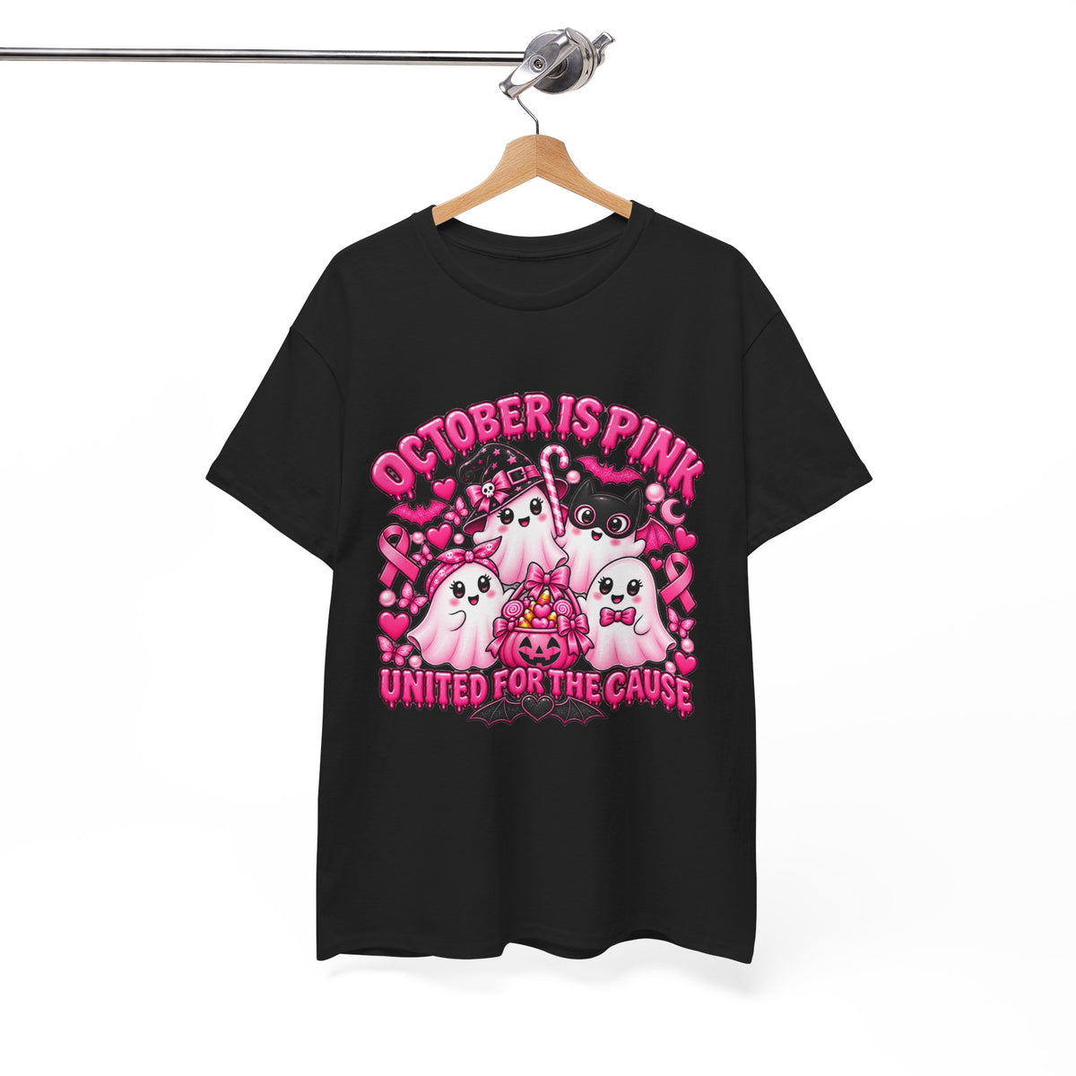 Breast Cancer Awareness Pink Ghosts Tee — "October Is Pink" United For The Cause