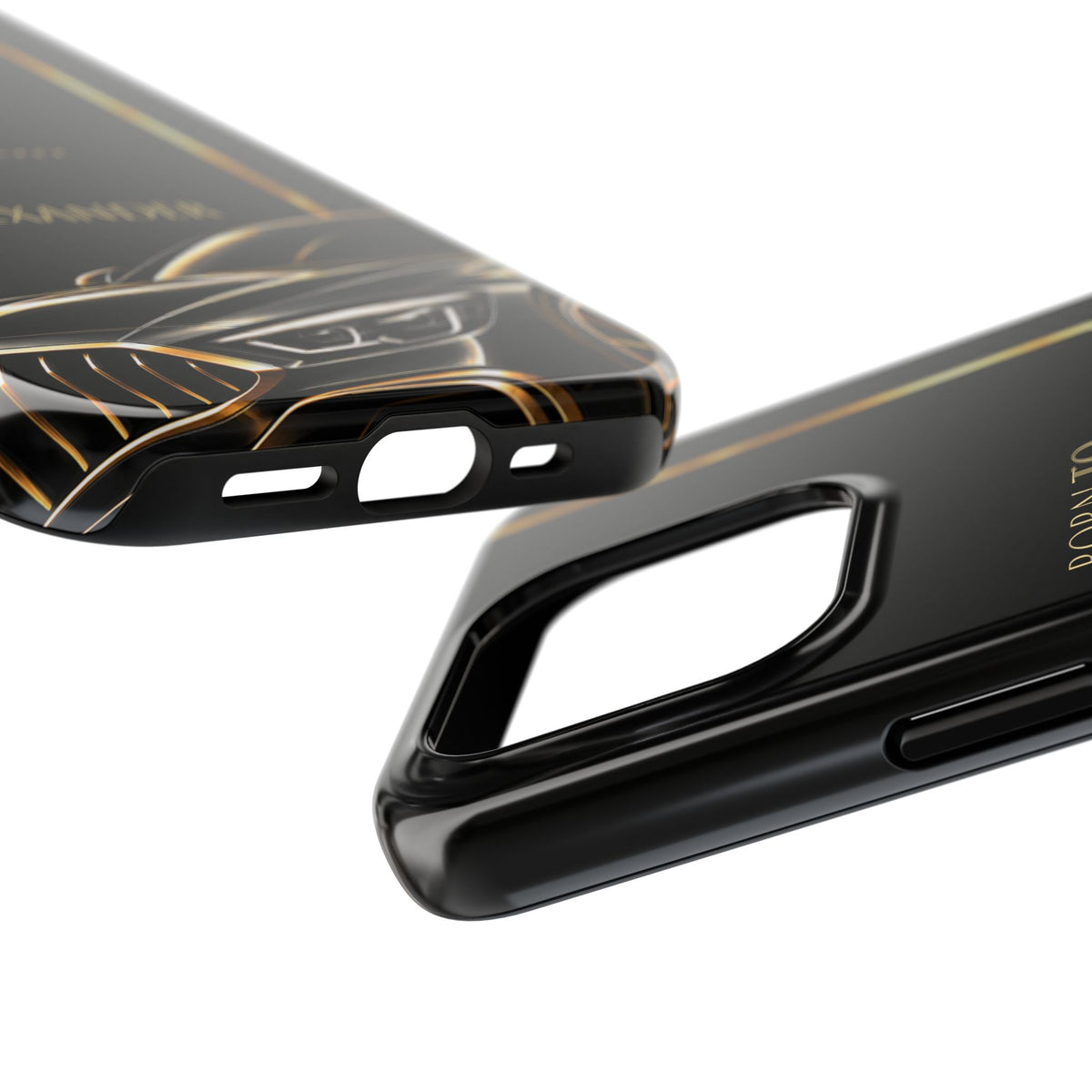 Born to Drive Personalized Tough Phone Case — Personalized Luxury Car Phone Case – Black & Gold Automotive Design