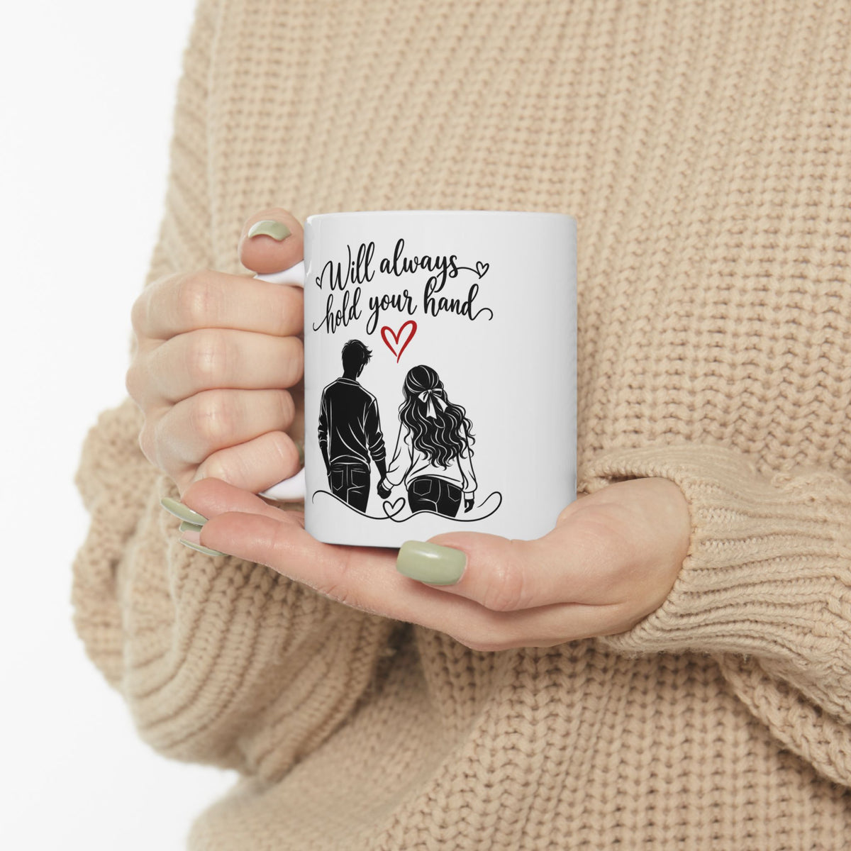 Personalized Couple Mug – Side by Side, Hand in Hand | Romantic Gift for Couples