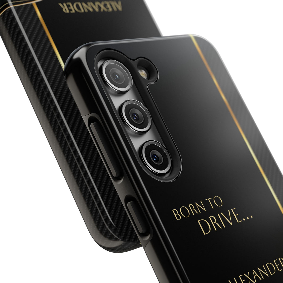 Born to Drive Personalized Tough Phone Case — Personalized Luxury Car Phone Case – Black & Gold Automotive Design