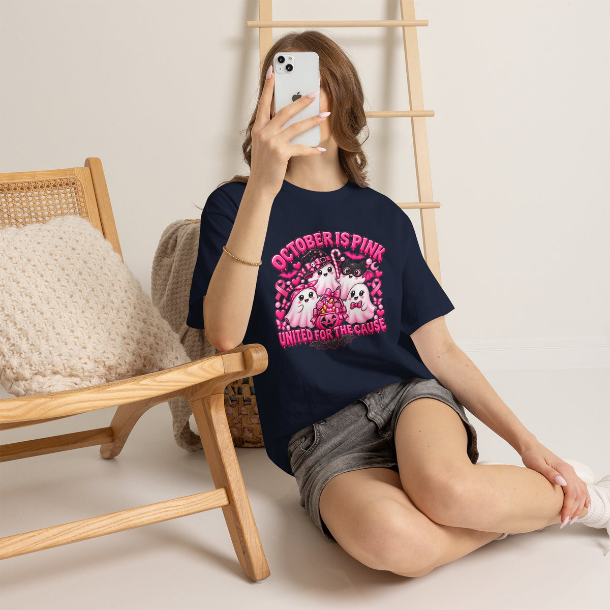 Breast Cancer Awareness Pink Ghosts Tee — "October Is Pink" United For The Cause