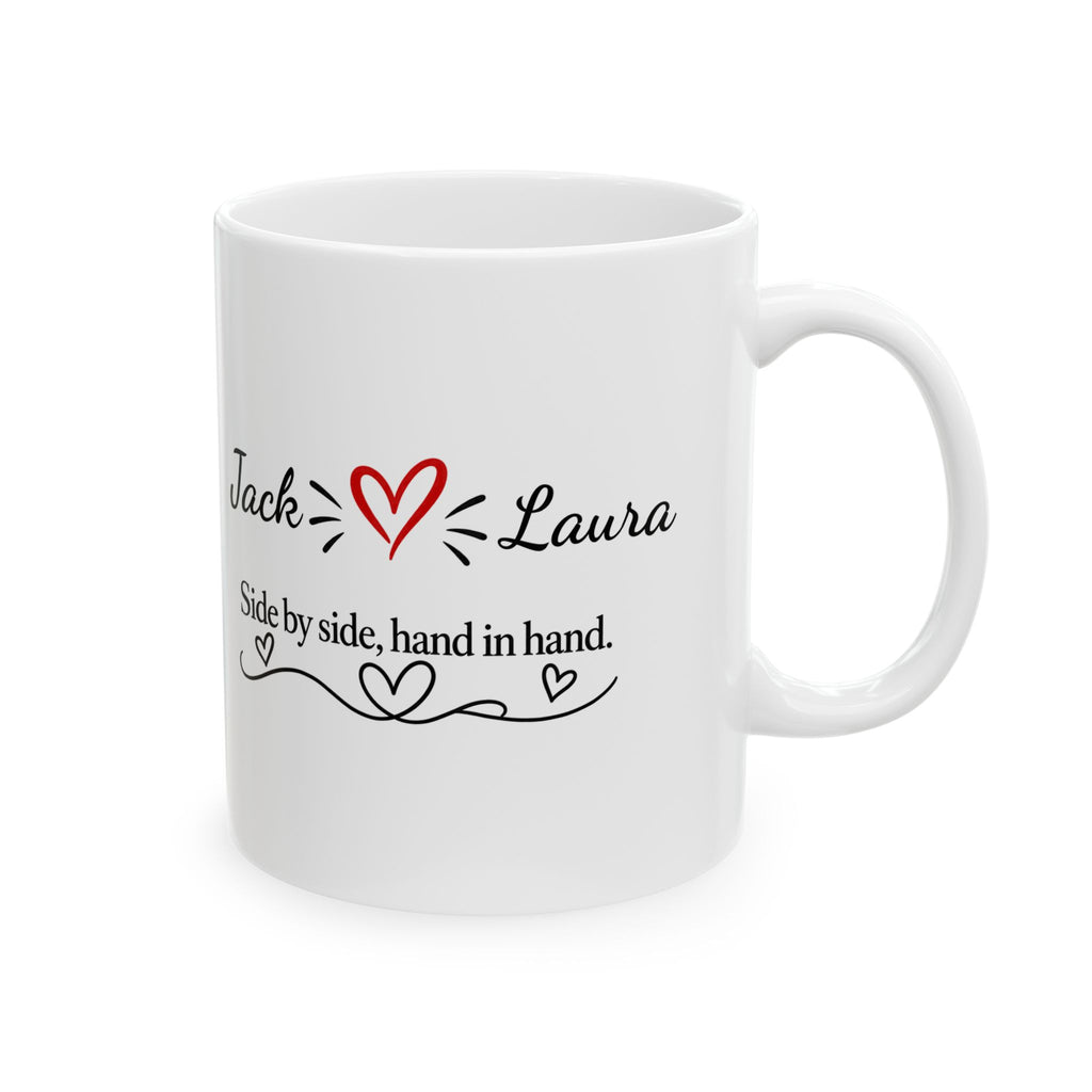 Personalized Couple Mug – Side by Side, Hand in Hand | Romantic Gift for Couples