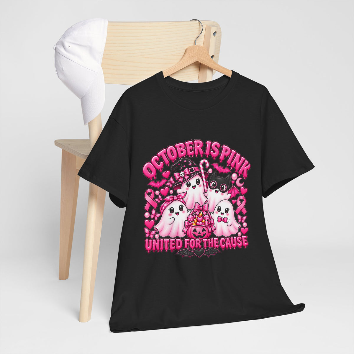 Breast Cancer Awareness Pink Ghosts Tee — "October Is Pink" United For The Cause