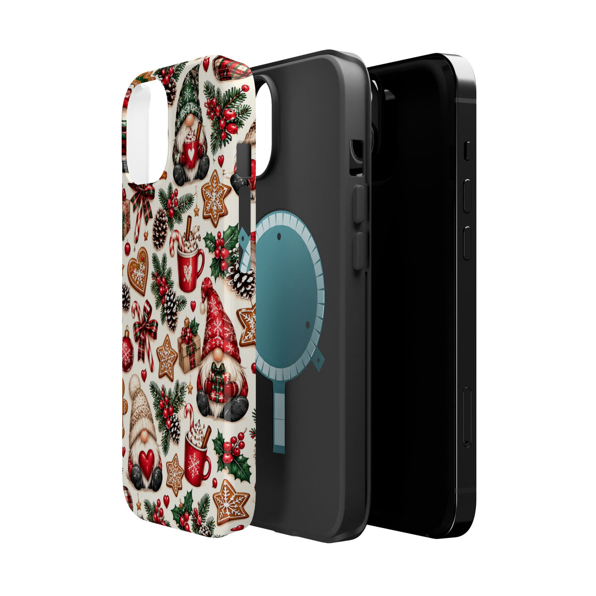 Christmas Gnome Phone Case – Cute Holiday Pattern with Gingerbread, Candy Canes & Hot Cocoa