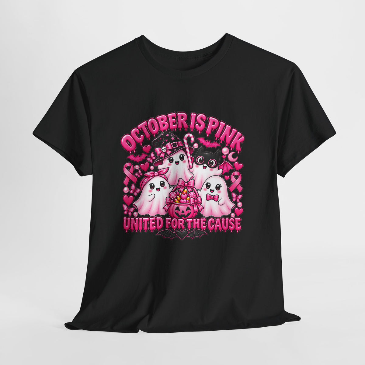 Breast Cancer Awareness Pink Ghosts Tee — "October Is Pink" United For The Cause