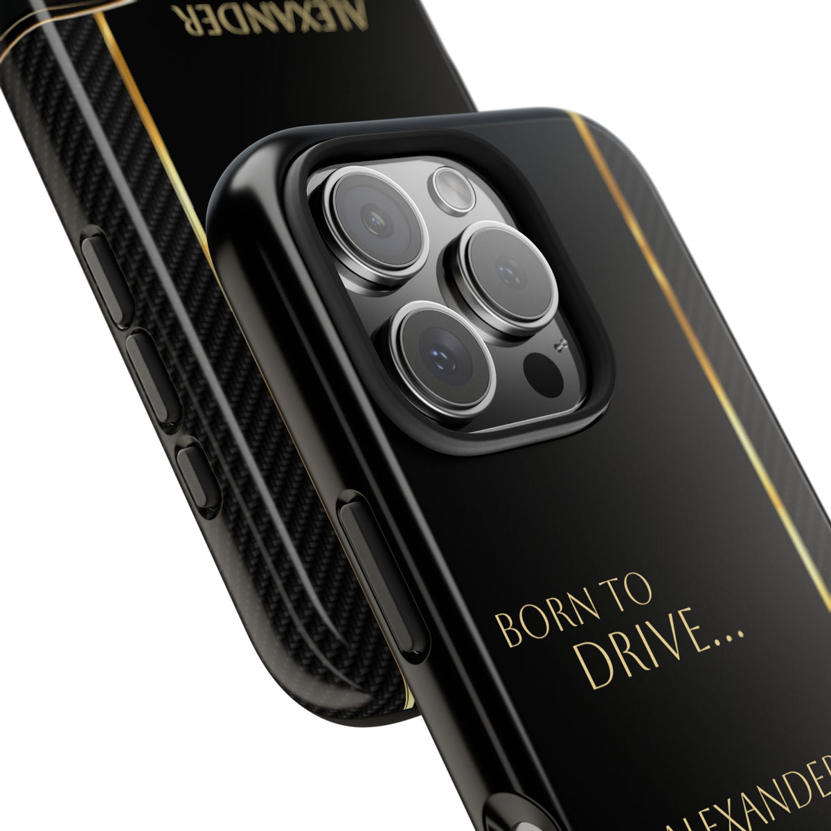 Born to Drive Personalized Tough Phone Case — Personalized Luxury Car Phone Case – Black & Gold Automotive Design