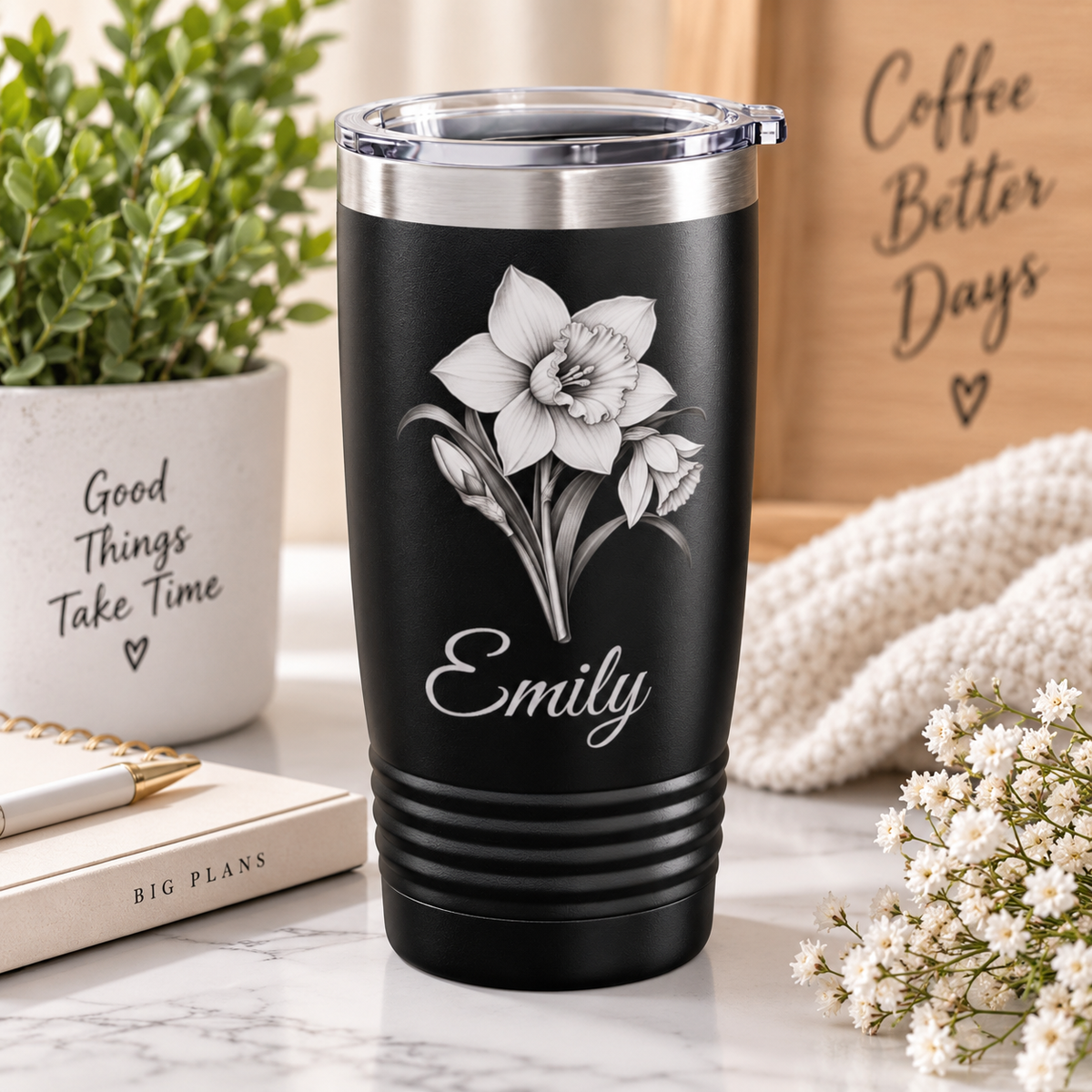 Personalized Birth Flower Tumbler – Custom Birth Month Tumbler