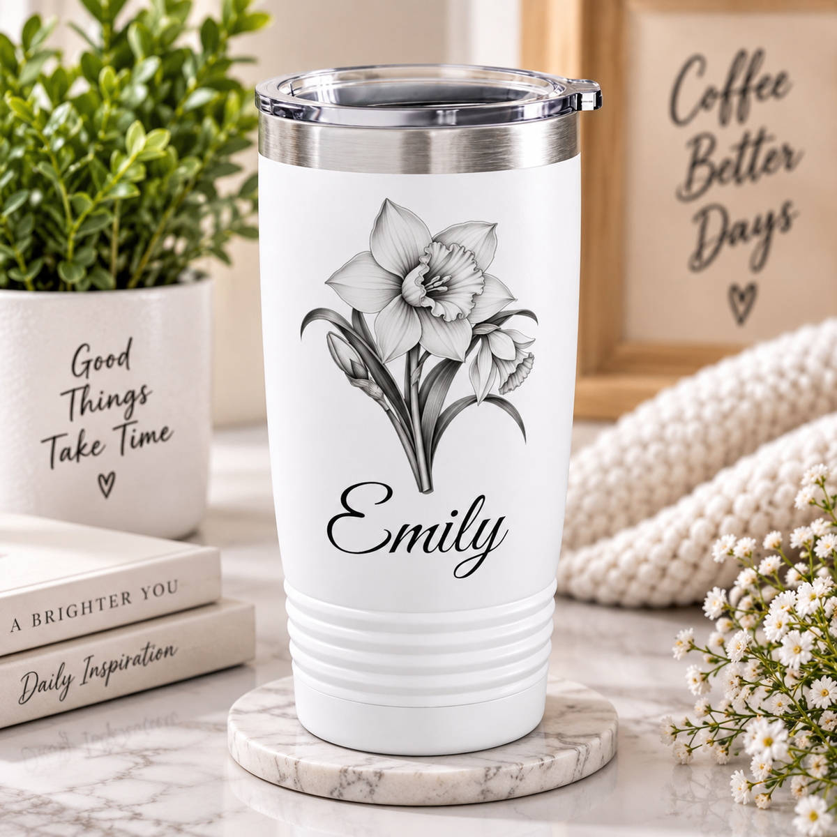 Personalized Birth Flower Tumbler – Custom Birth Month Tumbler