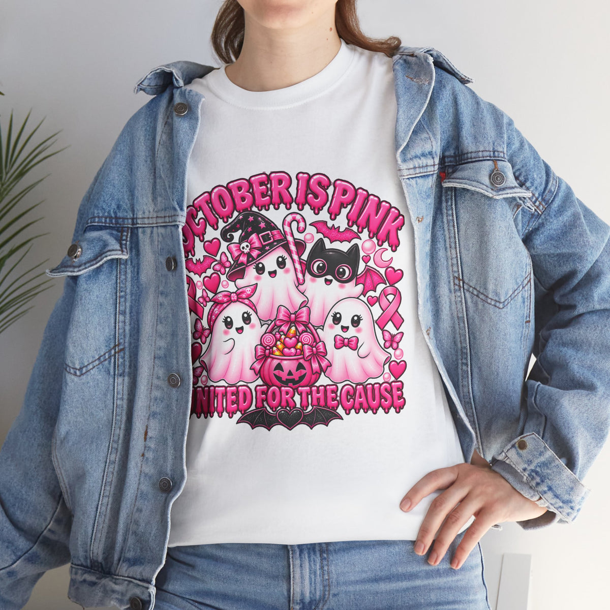 Breast Cancer Awareness Pink Ghosts Tee — "October Is Pink" United For The Cause