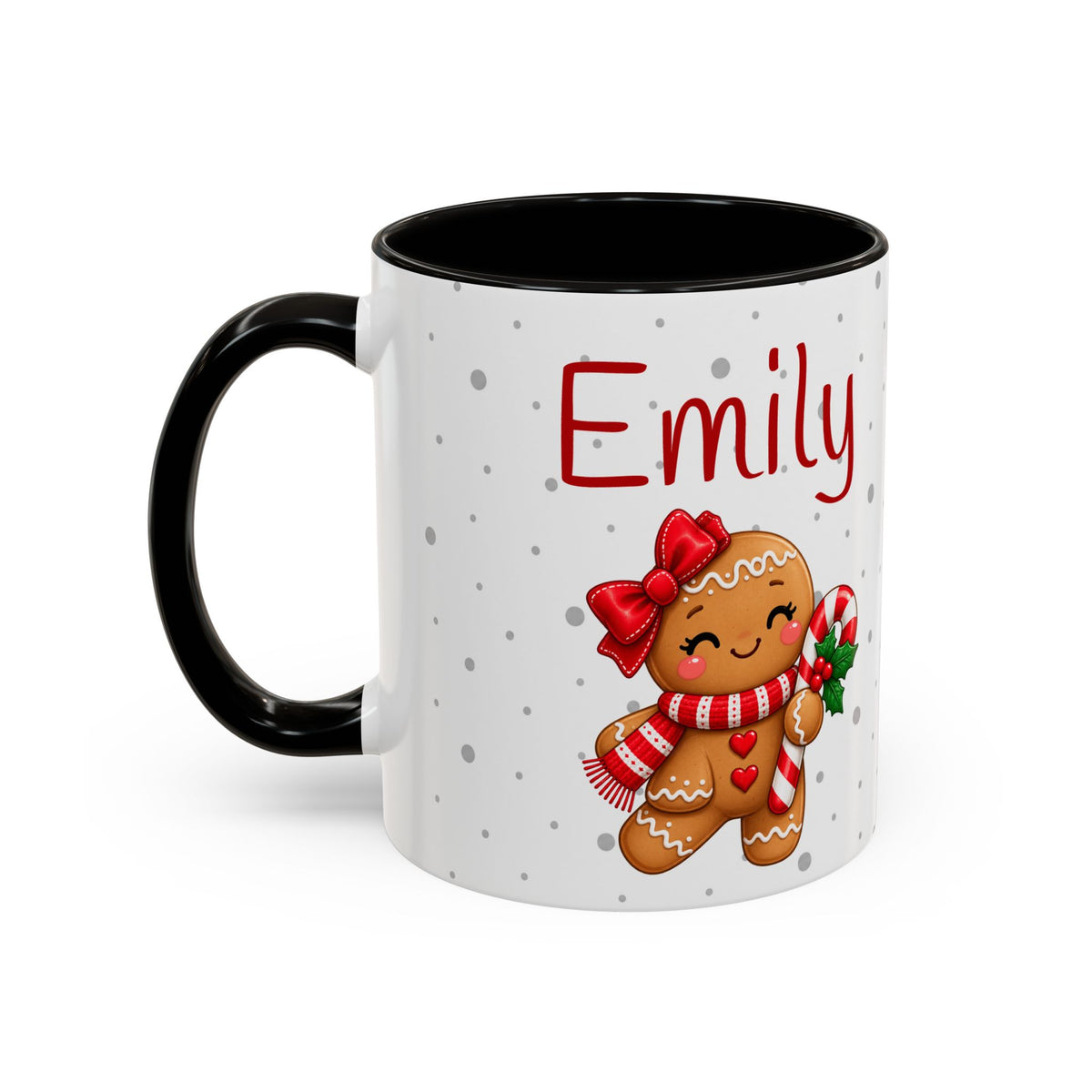 Personalized Gingerbread Christmas Mug – Custom Name Holiday Coffee Cup