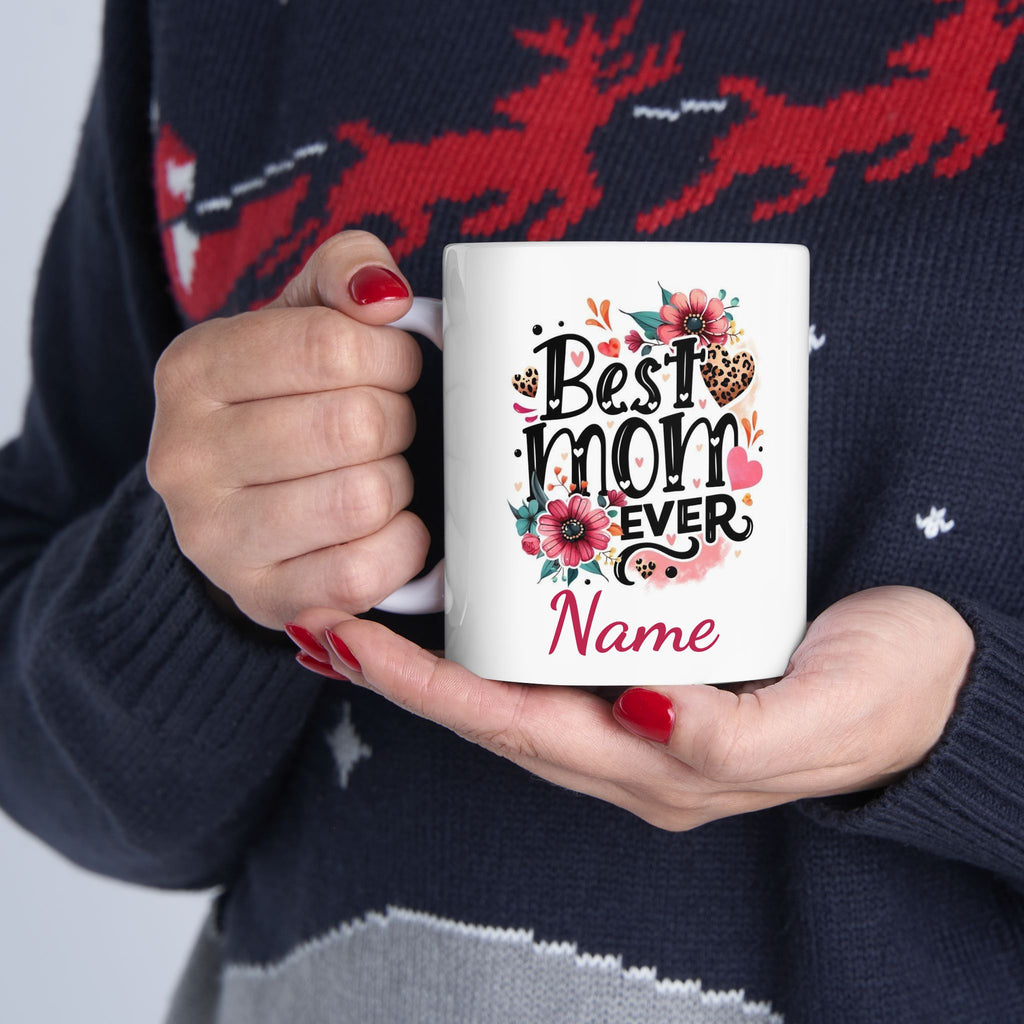 Personalized Mothers Day Mug | Custom Name Mom Coffee Cup | Best Mom Ever Gift | Happy Mothers Day Mug | Gift for Mom | Floral Mug