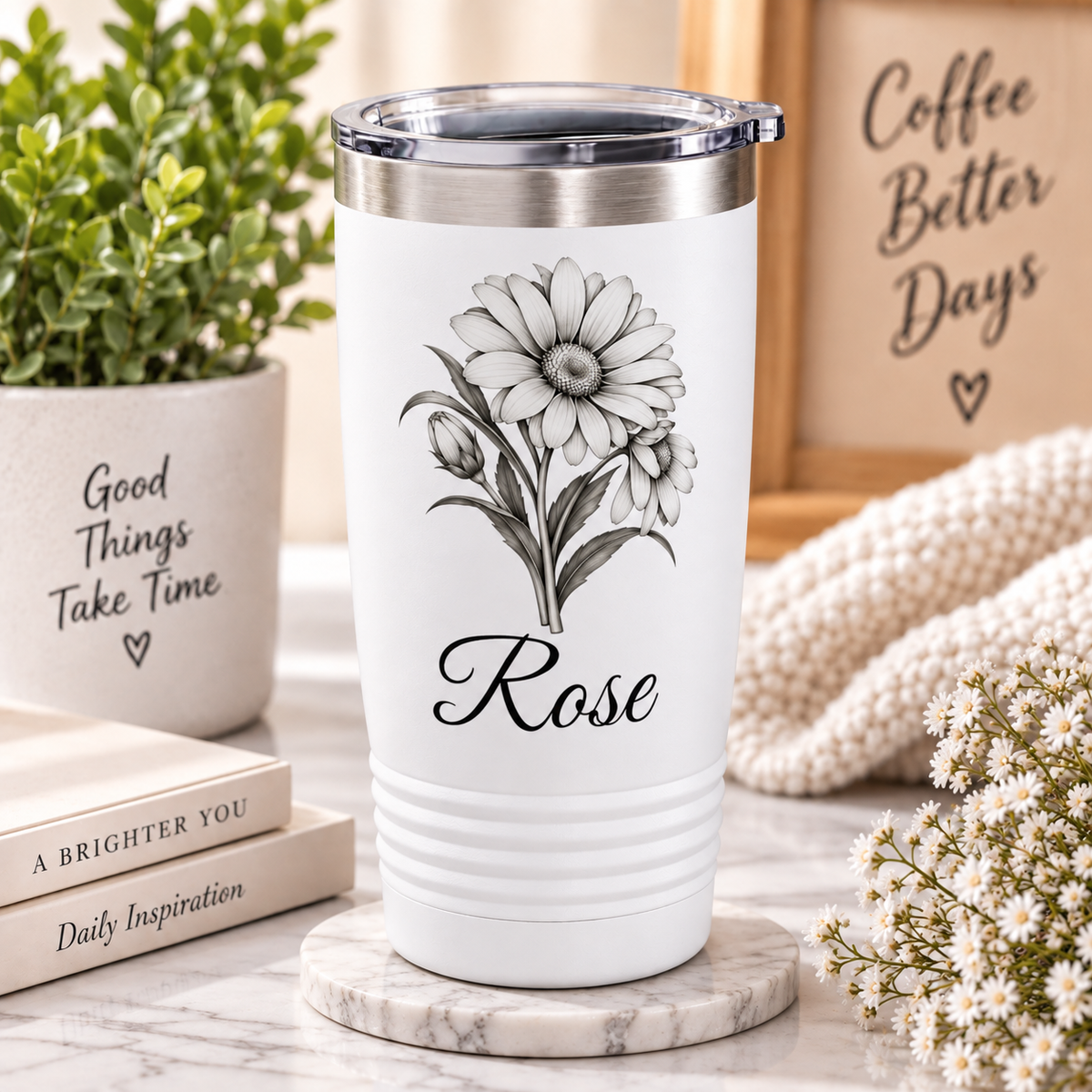 Personalized Birth Flower Tumbler – Custom Birth Month Tumbler